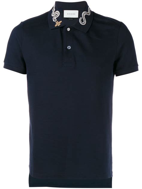 gucci polo t shirt blue|gucci polo shirt snake collar.